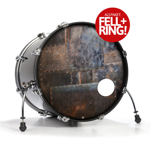 KOMPLETT-SET: BASSDRUM-FELL IN METALL-OPTIK